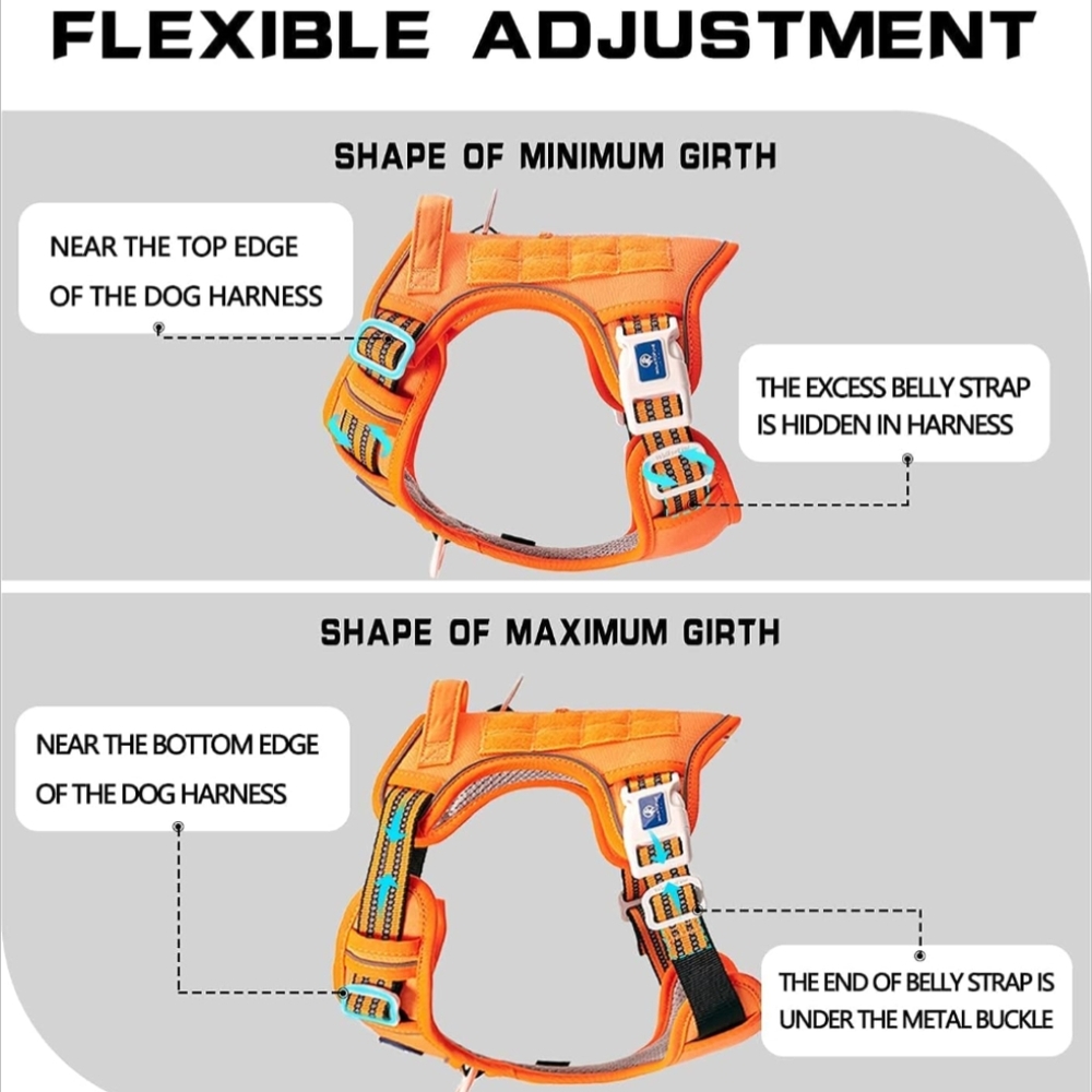 Dog Harness Adjustable No-Pull  Harness Reflective Working Training Tactical, M - Picture 2 of 9